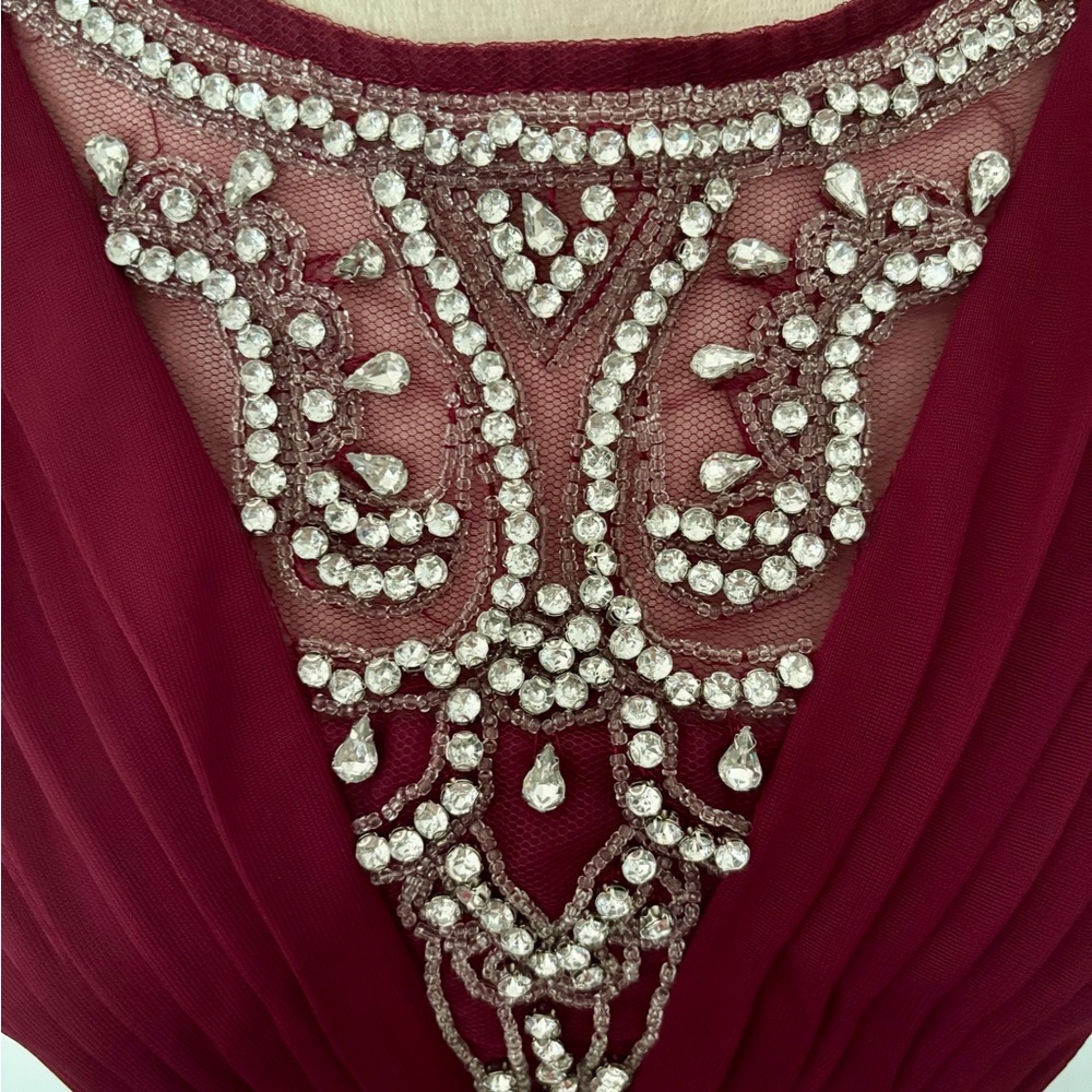 NWOT Melrose Bridal Burgundy Wine Sleeveless Empire Waist Bridesmaid Dress - Picture 4 of 12
